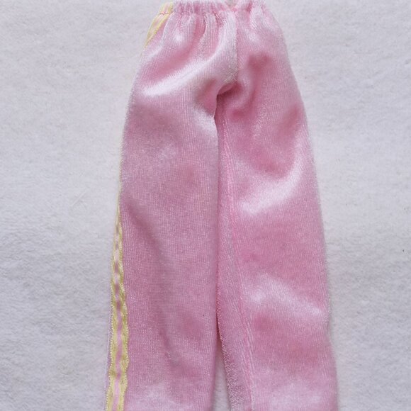Vintage Genuine Barbie Doll Clothes Straight Leg Loose Pants Pink and Yellow - Picture 6 of 7